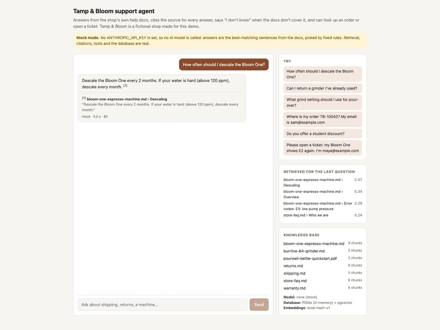 The support agent answering with a cited source